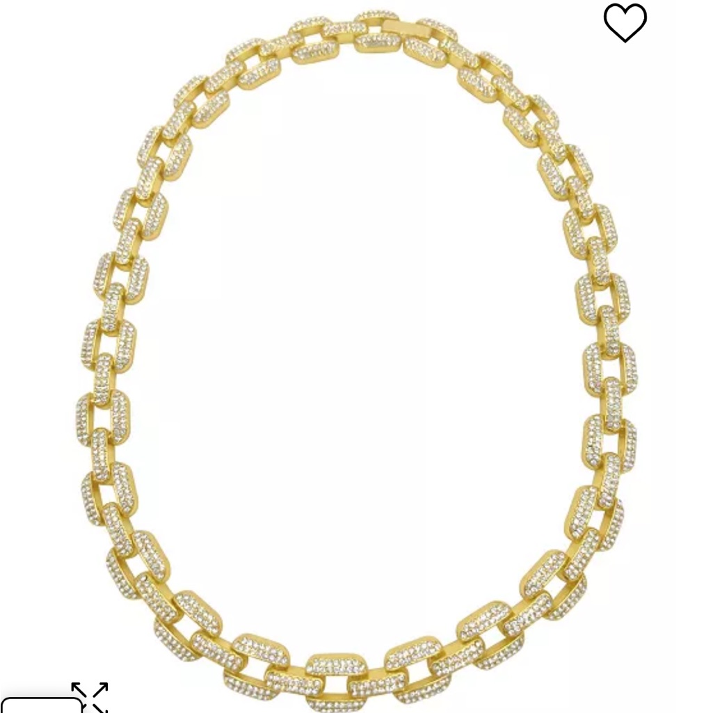 Adorina New 18" Link Chain 14k Gold Plated Crystal Necklace